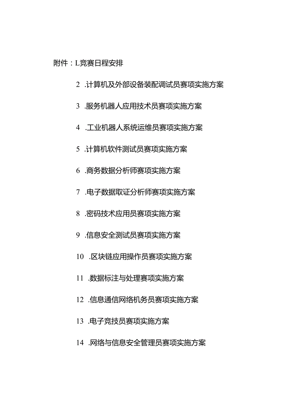 重庆市第四届数字技能竞赛17项各赛项实施方案汇总.docx_第1页