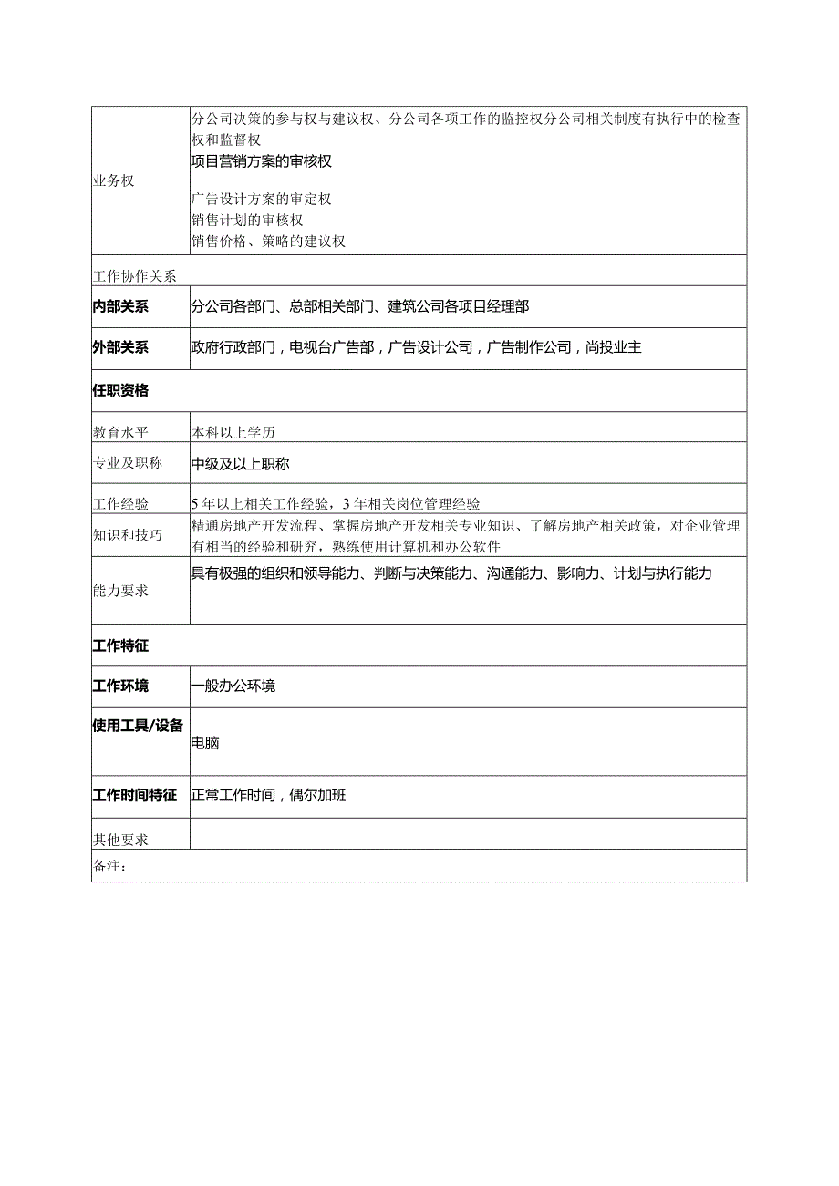 房地产集团公司分公司副总经理岗位说明书.docx_第3页