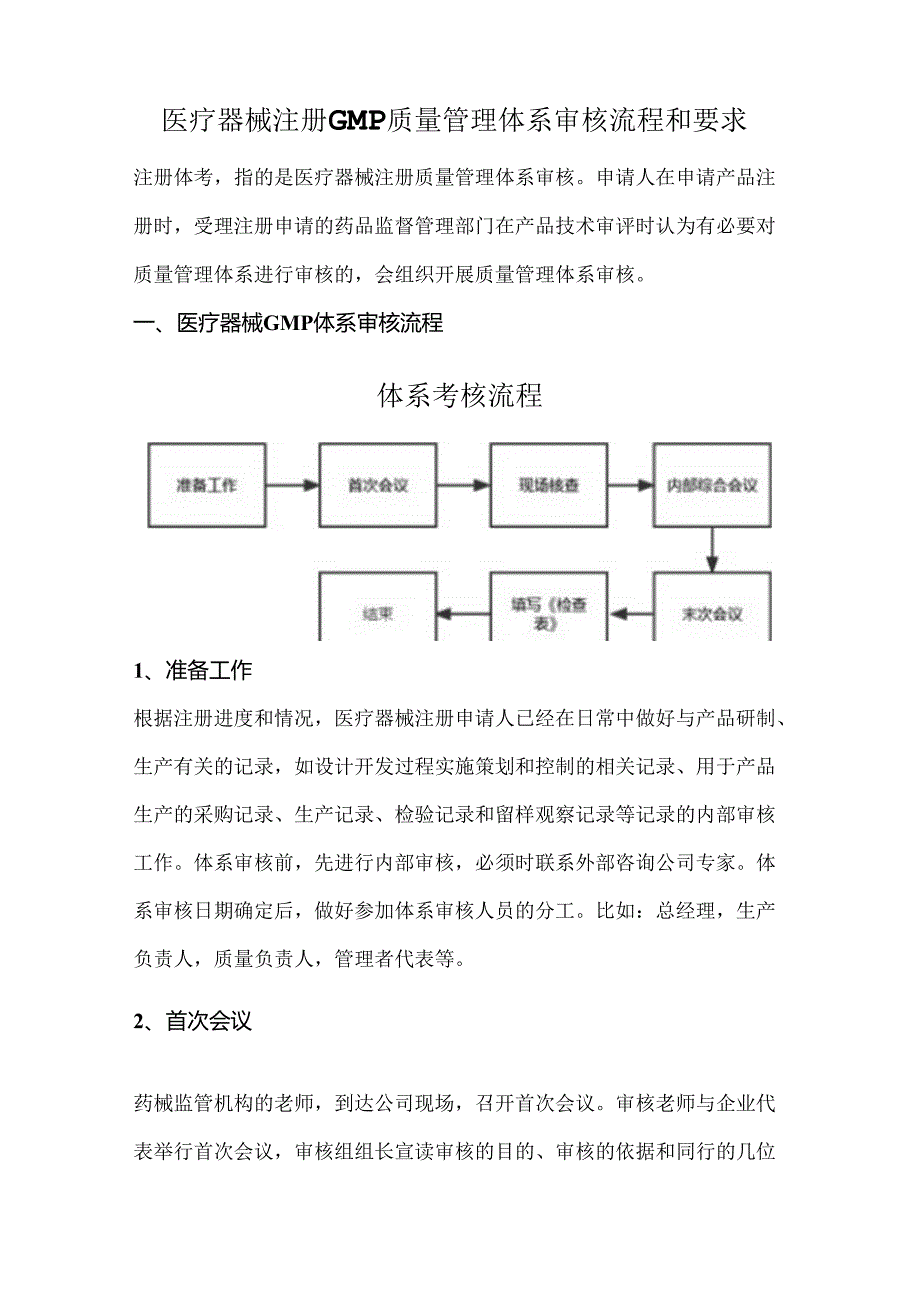 医疗器械注册GMP质量管理体系审核流程和要求(1).docx_第1页