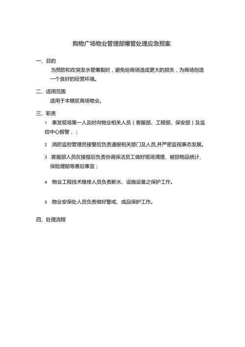 购物广场物业管理部爆管处理应急预案.docx