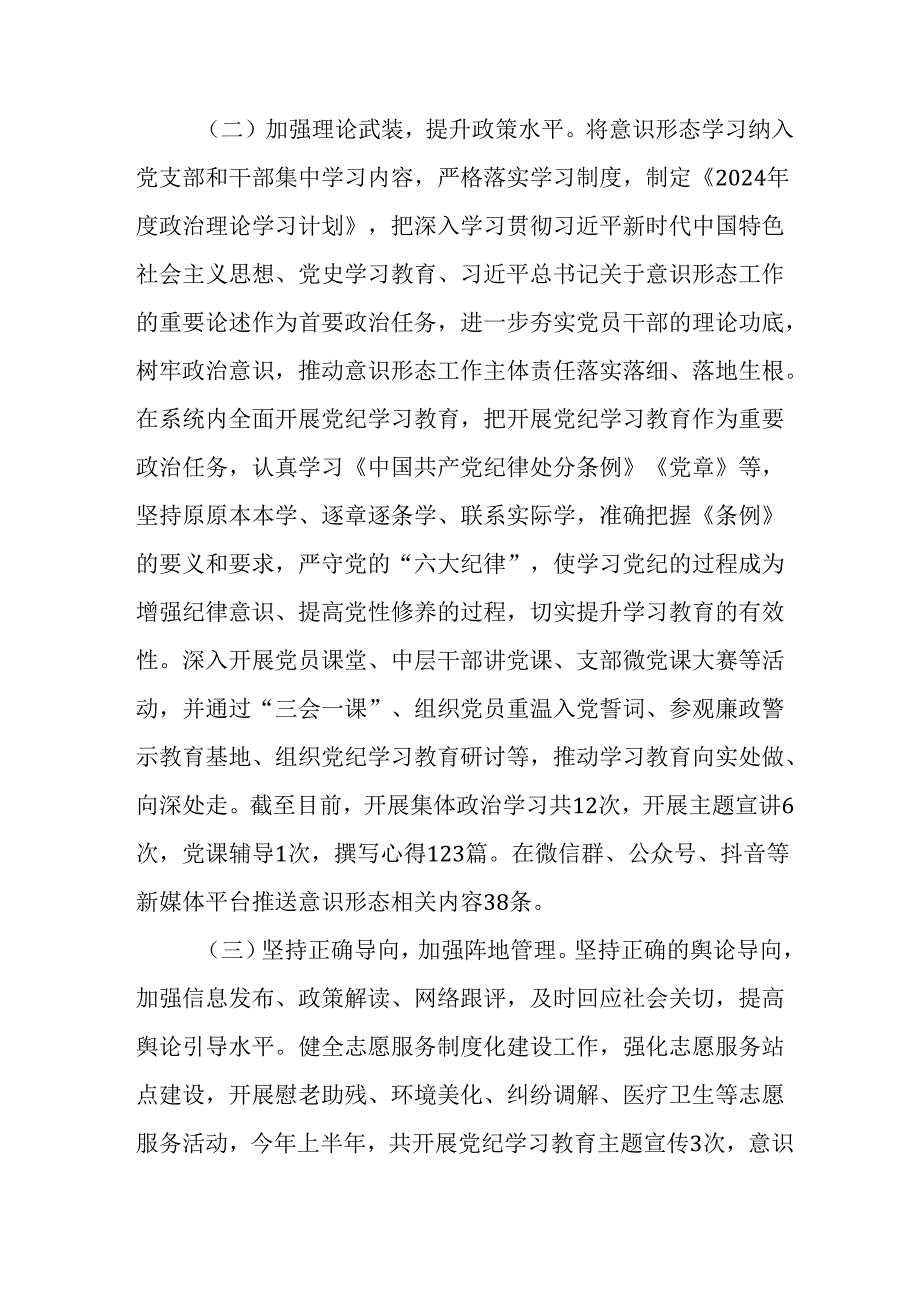 2024年公司党支部意识形态情况年终总结报告合计6份.docx_第2页