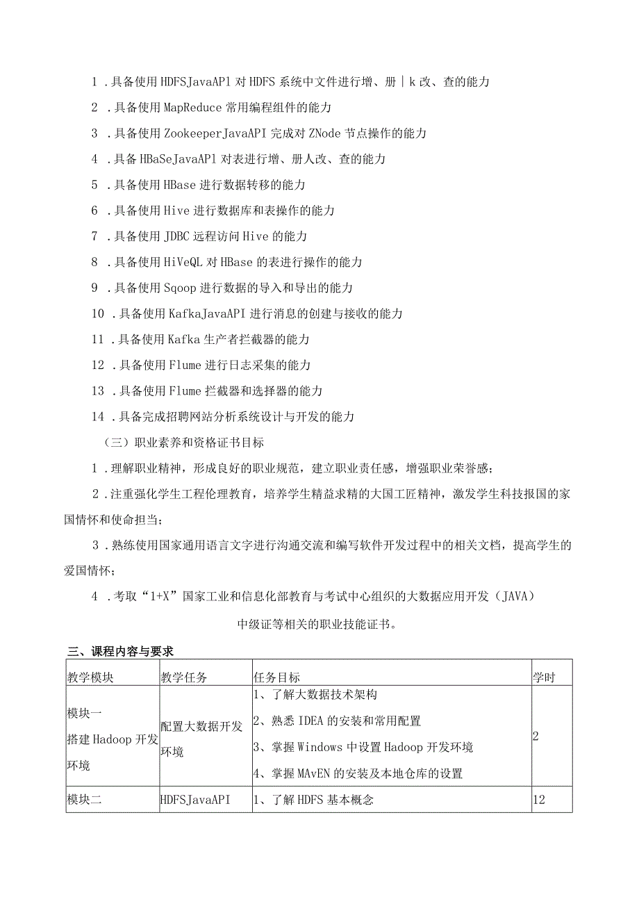 《大数据开发技术》课程标准（含课程思政）.docx_第2页