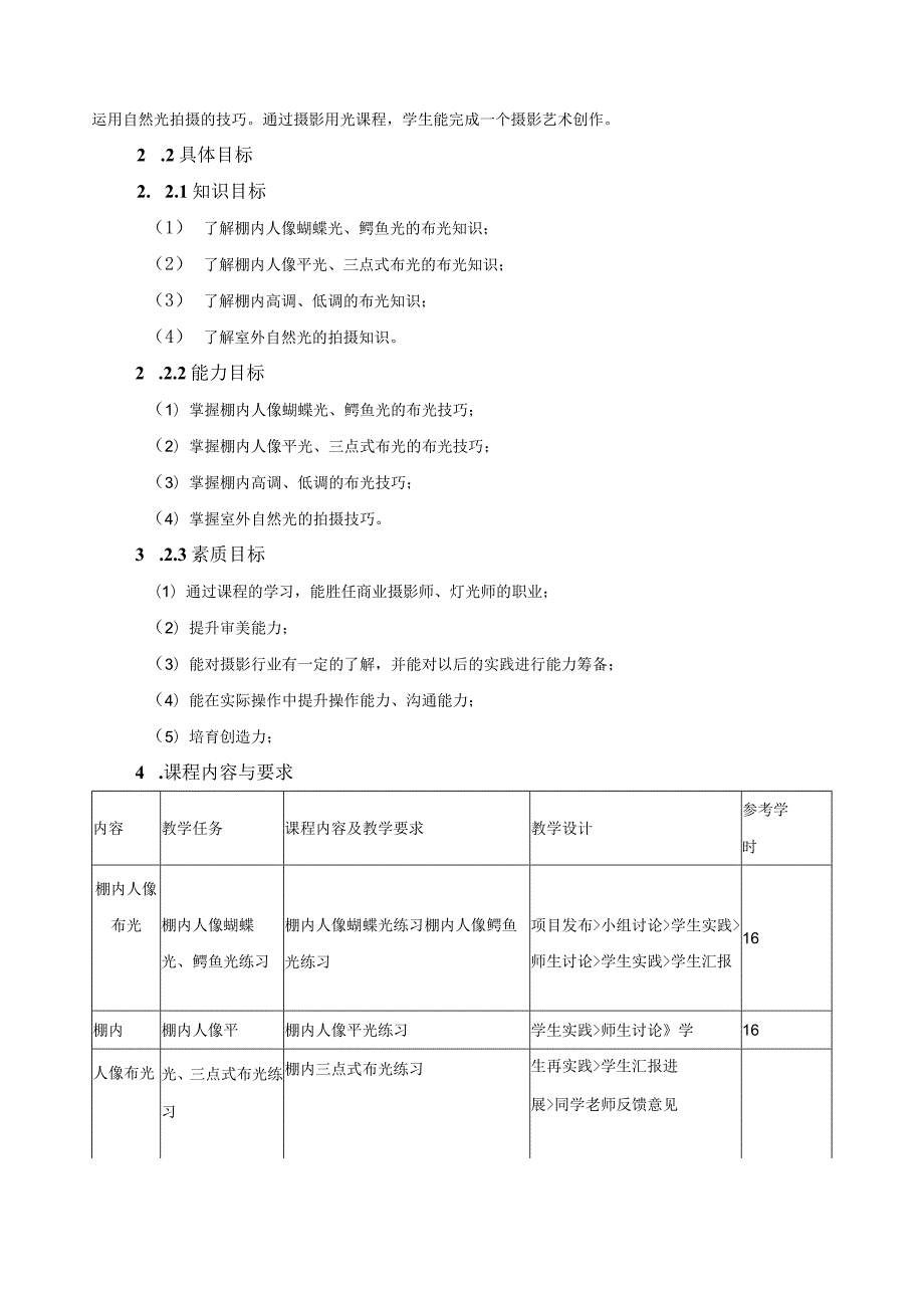 《摄影用光》课程标准（含课程思政）.docx_第2页