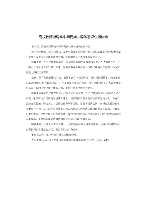 高校教师谈铸牢中华民族共同体意识心得体会.docx