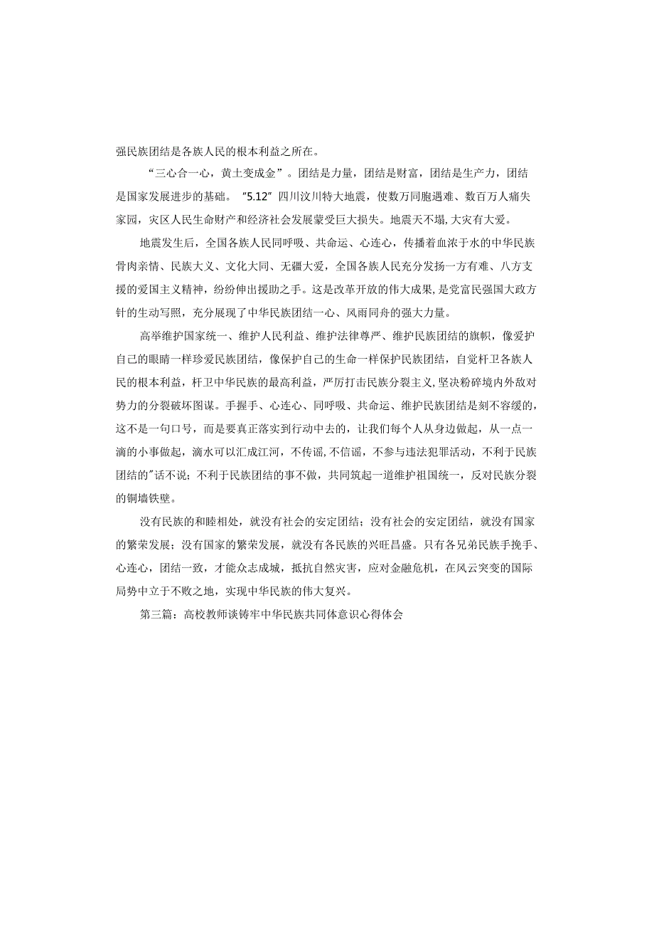 高校教师谈铸牢中华民族共同体意识心得体会.docx_第3页