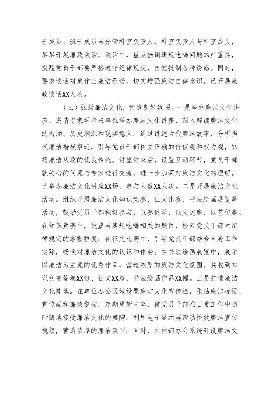 违规吃喝专项整治工作汇报：严抓狠刹吃喝风风清气正促履职.docx_第3页