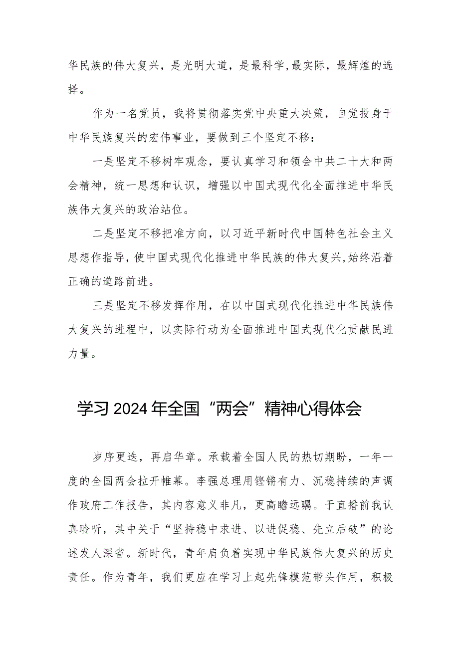 青年干部学习2024年全国“两会”精神心得体会二十篇.docx_第2页