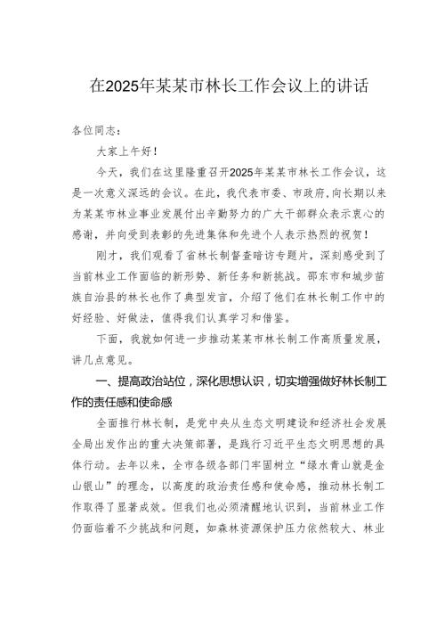 在2025年某某市林长工作会议上的讲话.docx