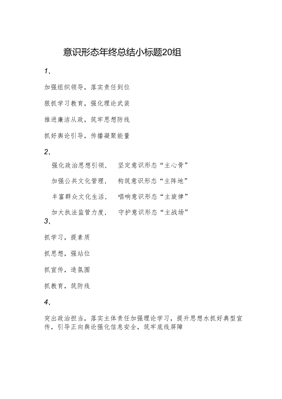 意识形态年终总结小标题20组.docx_第1页