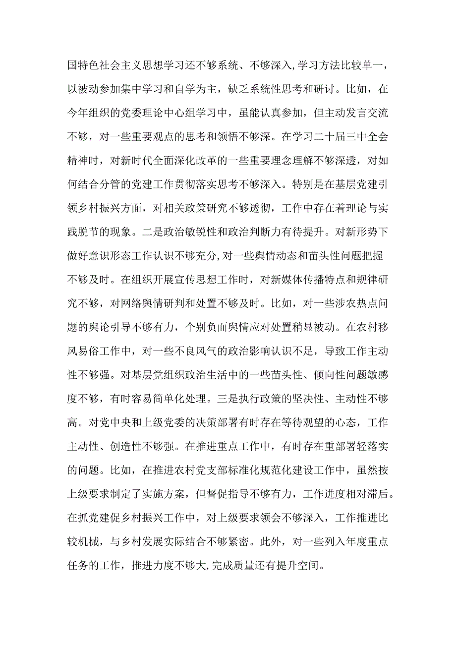 乡镇党委副书记2025民主生活会个人对照检查材料（四个带头）.docx_第2页
