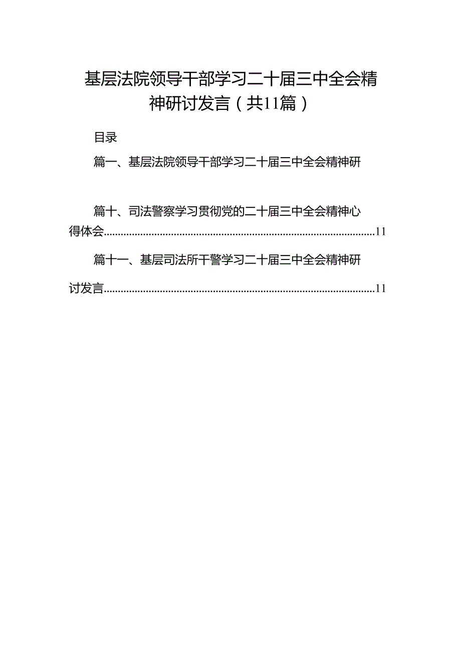 （11篇）基层法院领导干部学习二十三中全会精神研讨发言（详细版）.docx_第1页