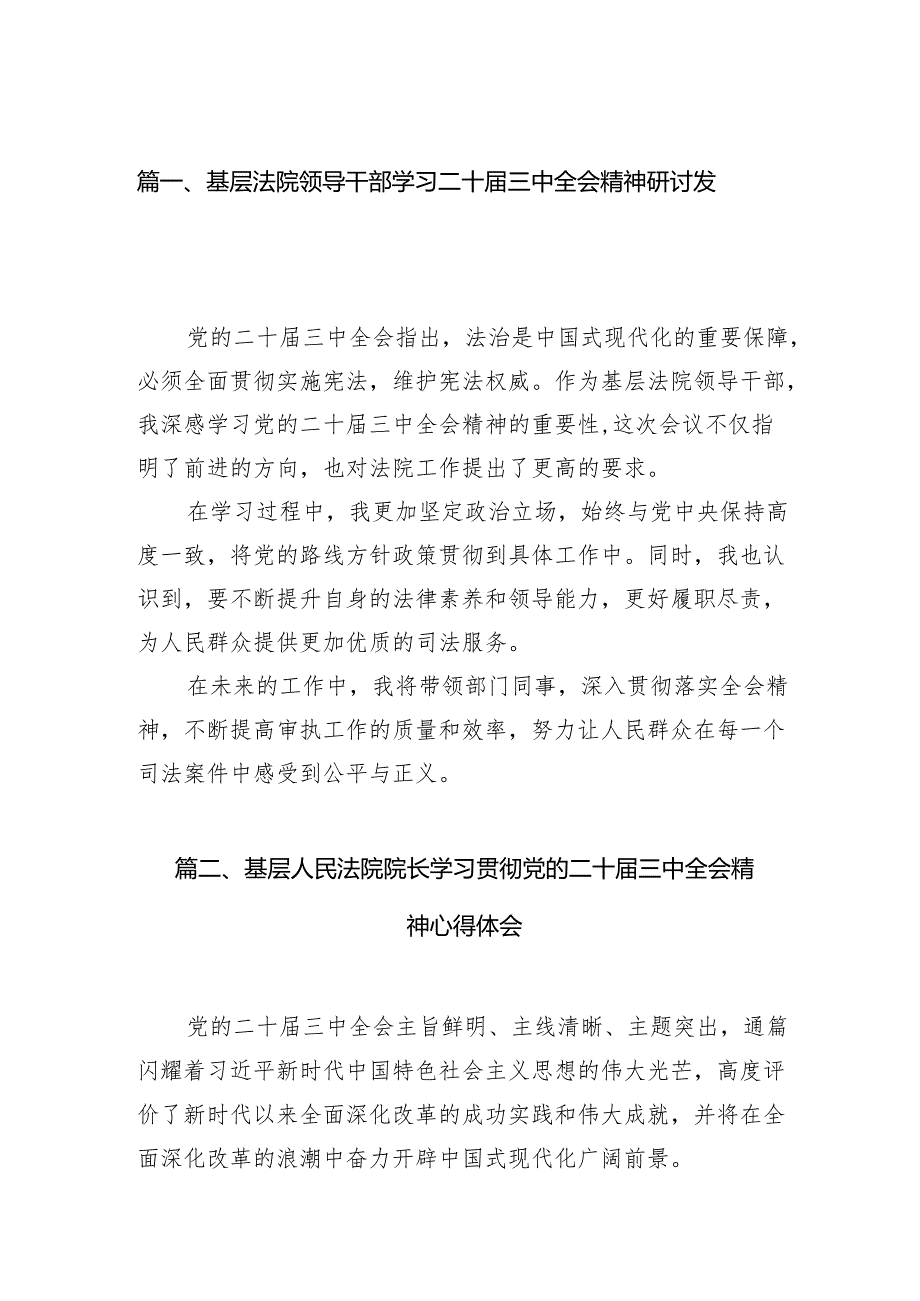 （11篇）基层法院领导干部学习二十三中全会精神研讨发言（详细版）.docx_第2页