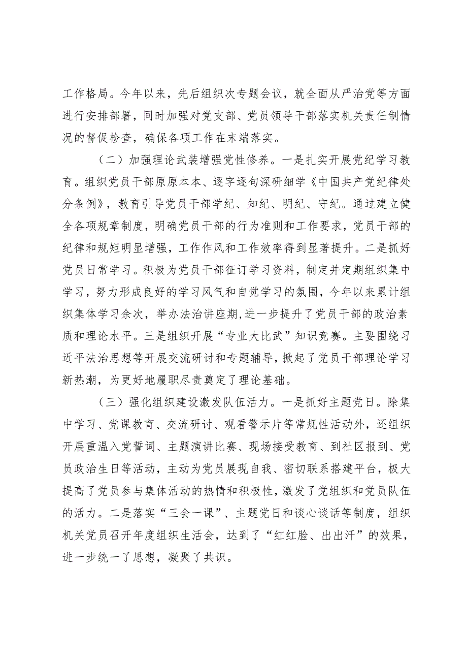 党委书记（支部书记）党组织书记2024年履行全面从严治党“第一责任人”职责情况报告述职报告.docx_第2页