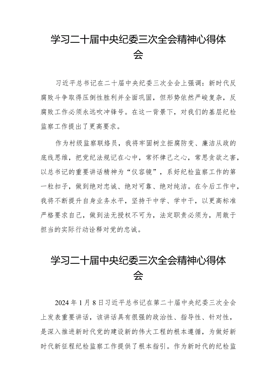 纪检干部关于学习二十中央纪委三次全会精神心得体会发言稿十九篇.docx_第2页