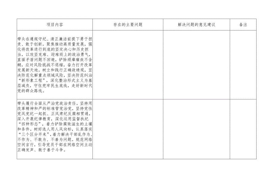 2024党员领导干部民主生活会征求意见表（按四个带头）.docx_第2页