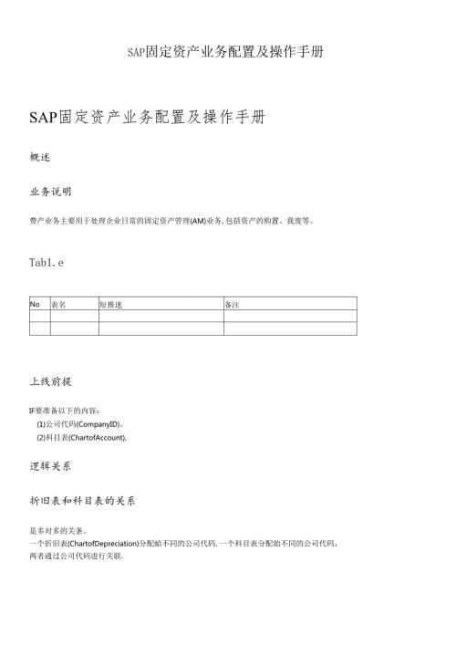 SAP固定资产业务配置及操作手册(1).docx