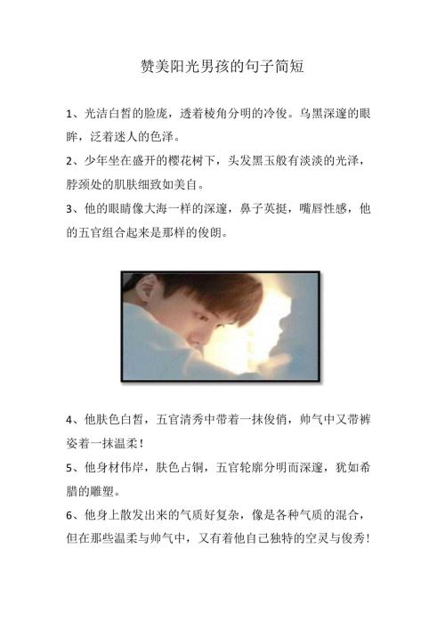 赞美阳光男孩的句子简短.docx