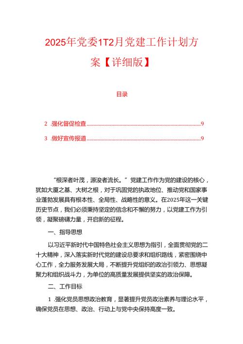 2025年党委112月党建工作计划方案【详细版】.docx