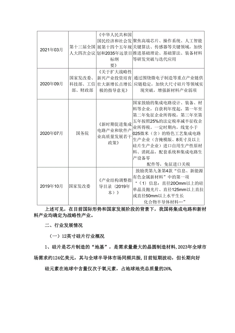 12英寸硅片行业深度分析报告：政策制度、发展态势、机遇挑战、竞争格局.docx_第3页