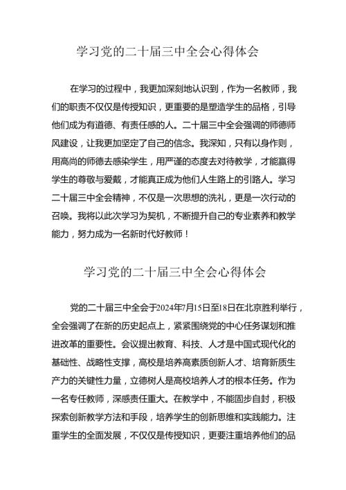 2024年学习党的二十三中全会个人心得体会 （17份）.docx