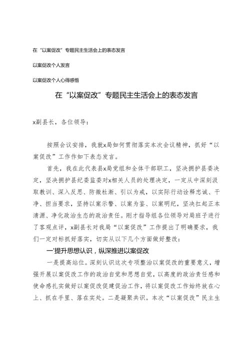 20242025年在“以案促改”专题民主生活会上的表态发言.docx