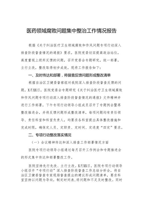 2024年医药领域腐败问题集中整治工作开展情况汇报二十四篇.docx