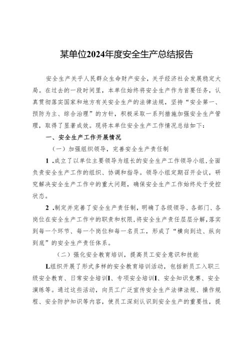 某单位2024安全生产总结报告.docx
