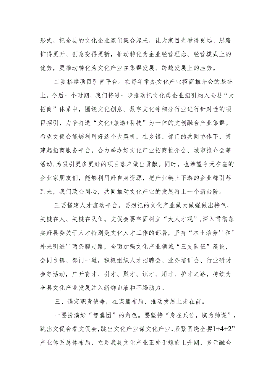 在全县文化产业促进会换大会上的讲话.docx_第3页