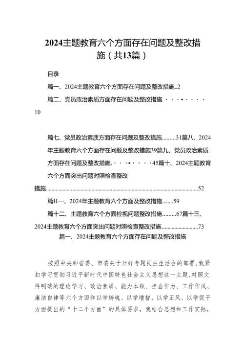 专题教育六个方面存在问题及整改措施13篇（详细版）.docx