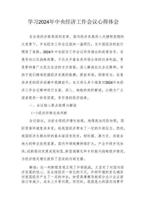 学习2024年中央经济工作会议心得体会 （8份）(1).docx