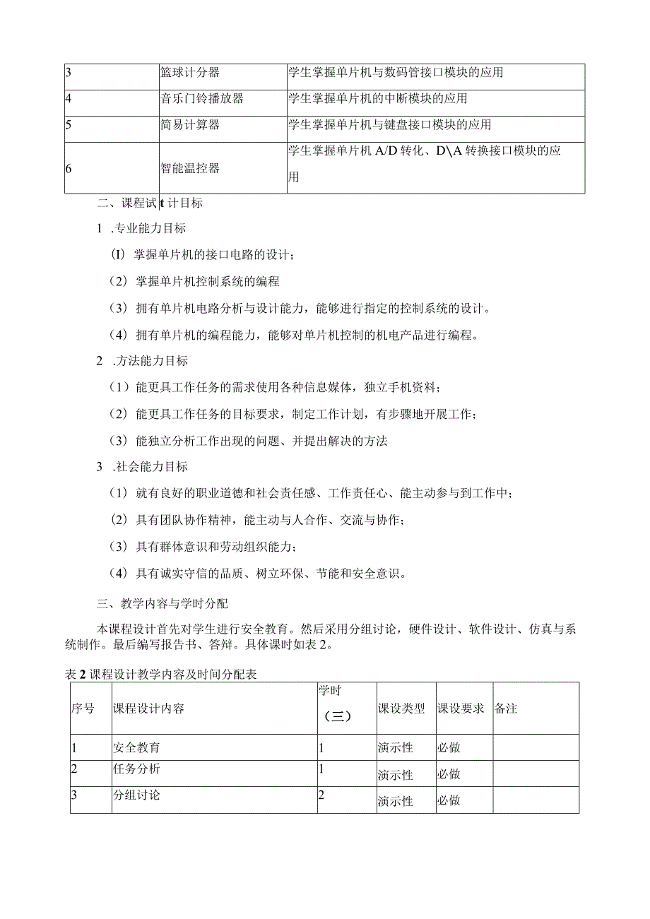 《单片机控制课程设计》教学标准.docx_第2页