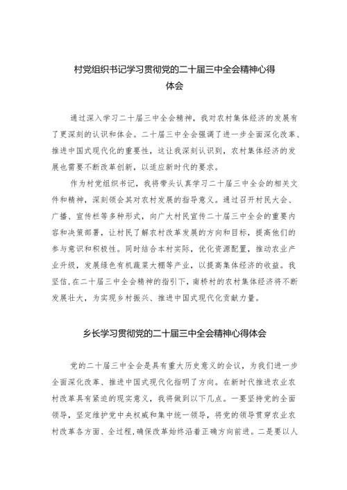 （9篇）村党组织书记学习贯彻党的二十三中全会精神心得体会范文.docx