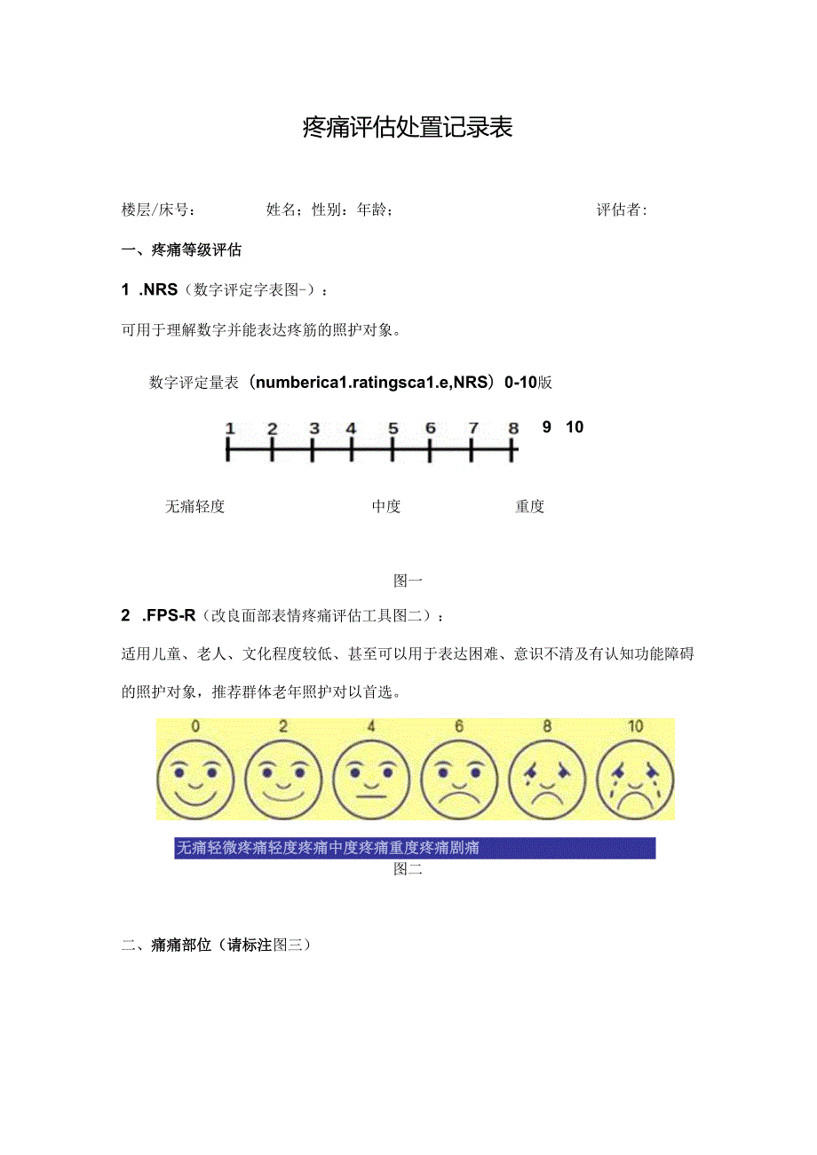 疼痛评估处置记录表125.docx_第1页