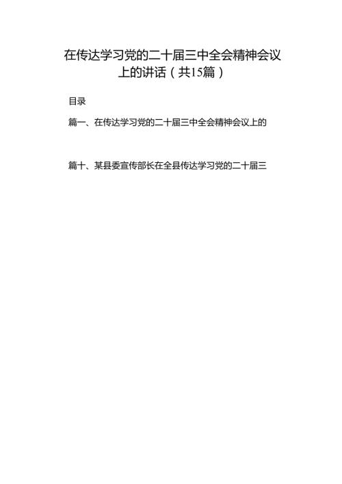 （15篇）在传达学习党的二十三中全会精神会议上的讲话范文精选汇编.docx