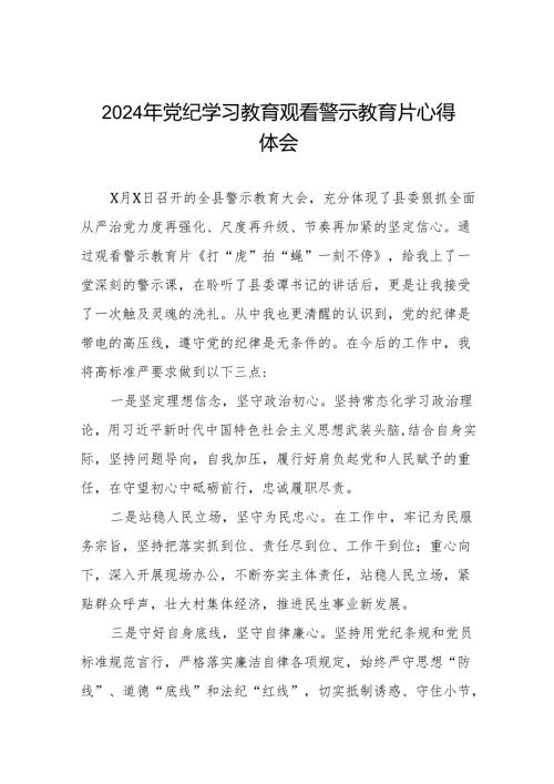 2024年党纪学习教育观看警示教育专题片心得体会发言材料十七篇.docx