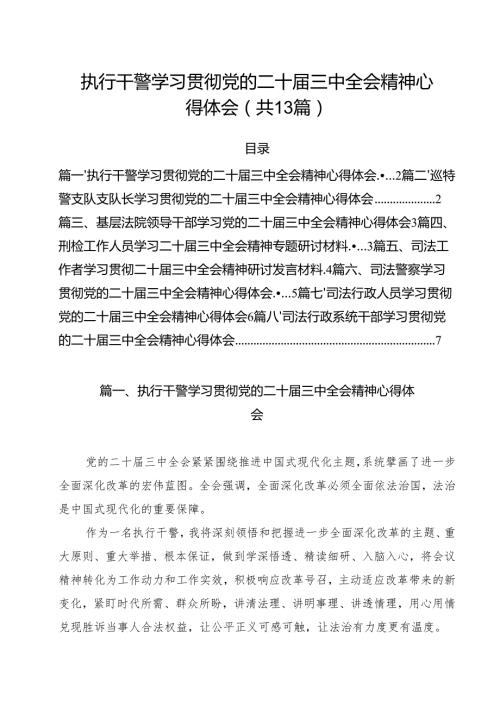 （13篇）执行干警学习贯彻党的二十三中全会精神心得体会（精选）.docx