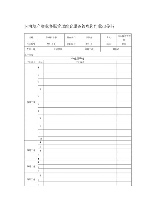珠海地产物业客服管理综合服务管理岗作业指导书.docx