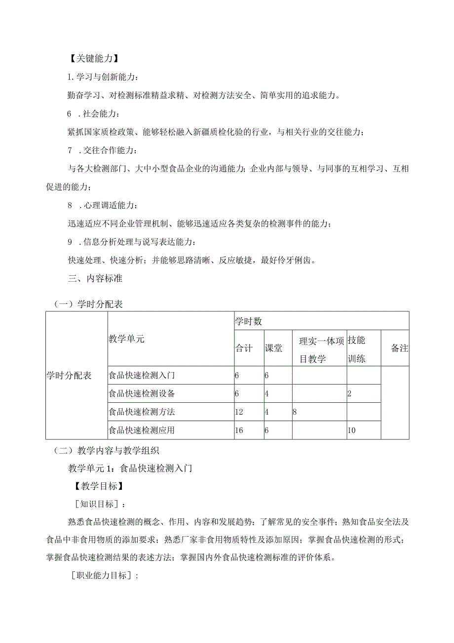 《食品快速检测技术》课程标准（含课程思政）.docx_第3页