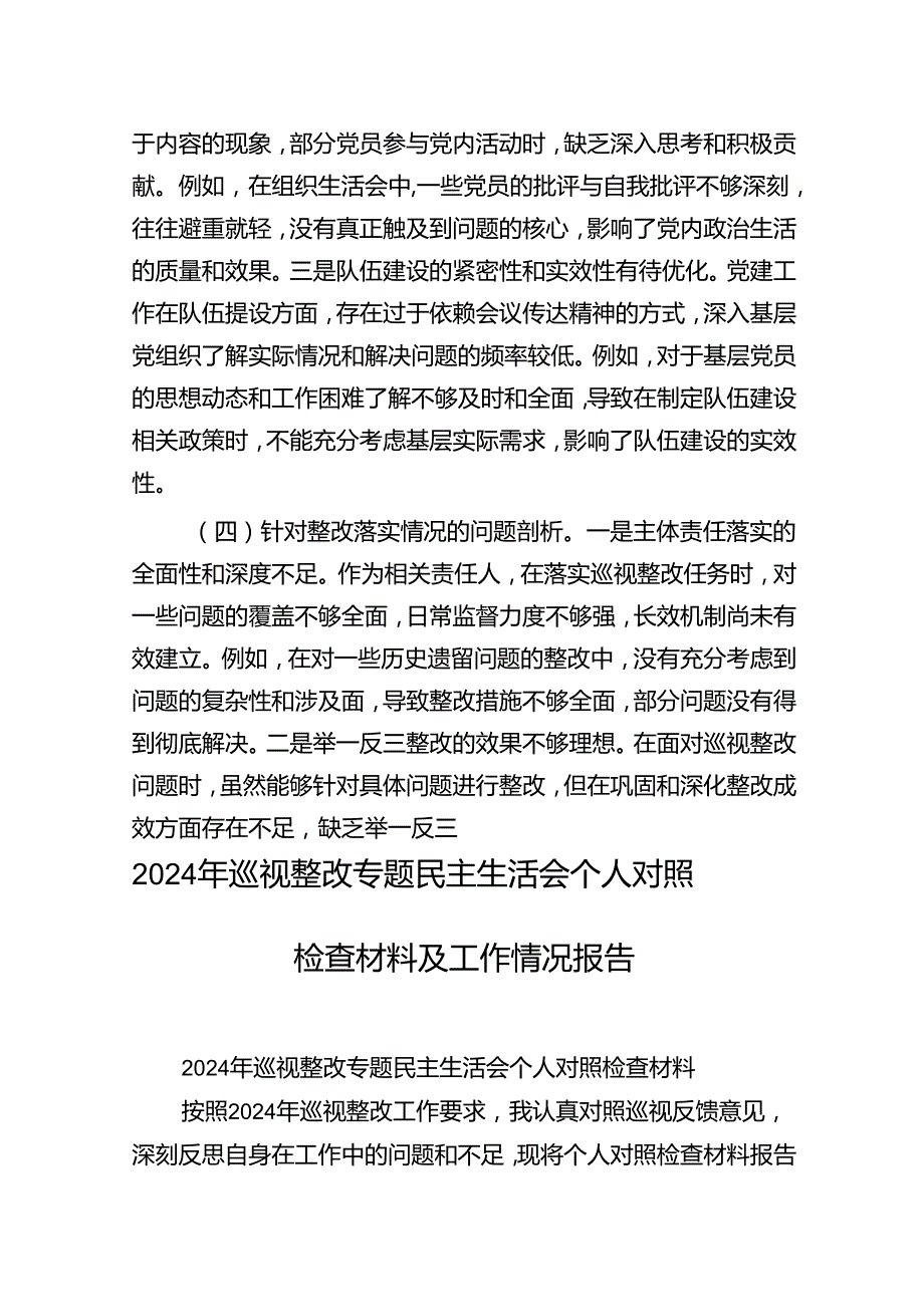 2024年巡视整改专题民主生活会个人对照检查材料（5篇）.docx_第3页