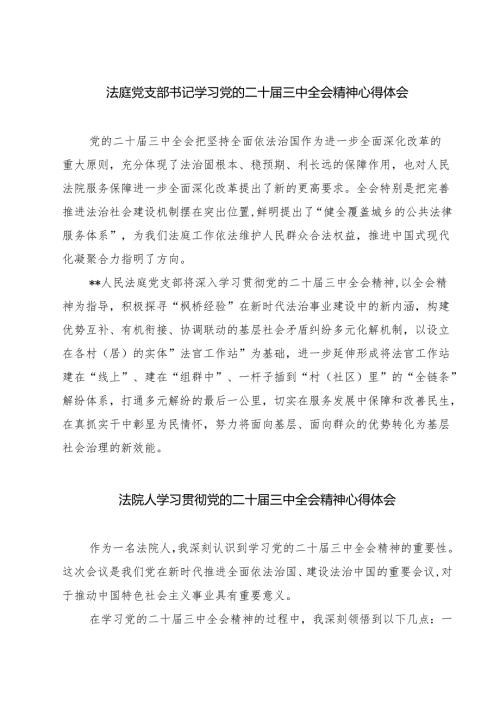 法庭党支部书记学习党的二十三中全会精神心得体会7篇（精选版）.docx