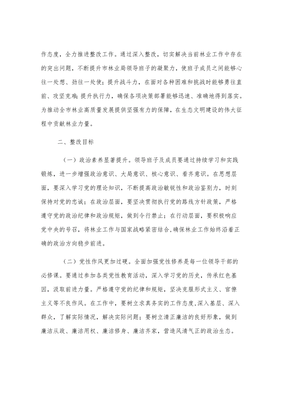 市林业局领导班子2024年民主生活会整改工作方案.docx_第2页