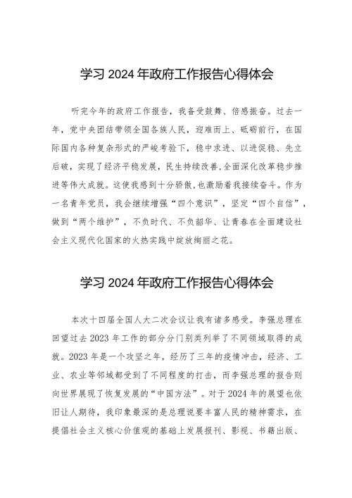 青年党员2024两会政府工作报告的学习心得体会40篇.docx