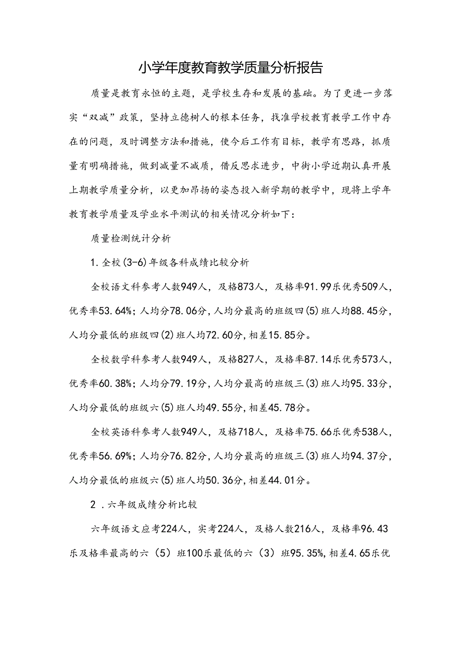 小学教育教学质量分析报告.docx_第1页