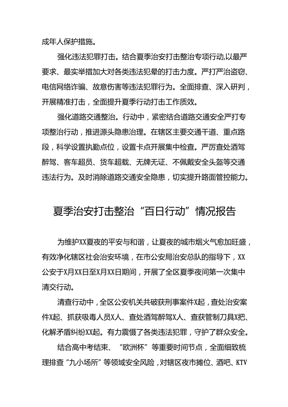 公安全面推进夏季治安打击整治集中行动情况报告八篇.docx_第2页