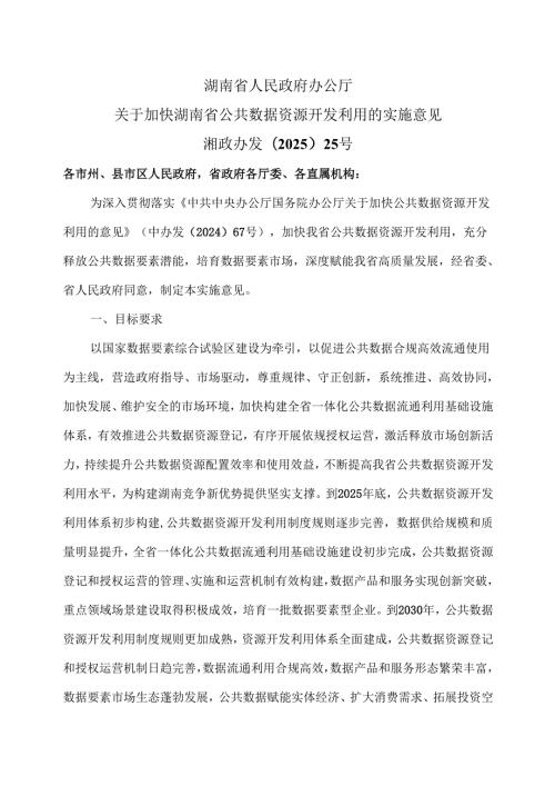 湖南省公共数据资源授权运营实施规范（2025年）.docx