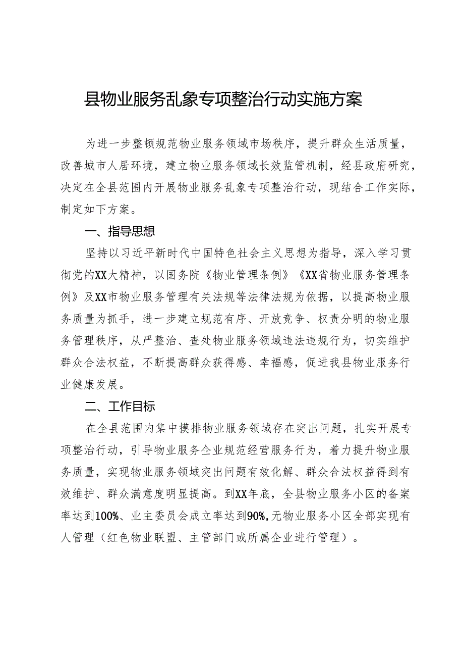 县物业服务乱象专项整治行动实施方案.docx_第1页