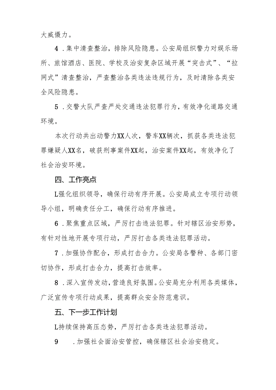 十三篇公安机关开展2024年冬季治安打击整治行动总结报告.docx_第2页