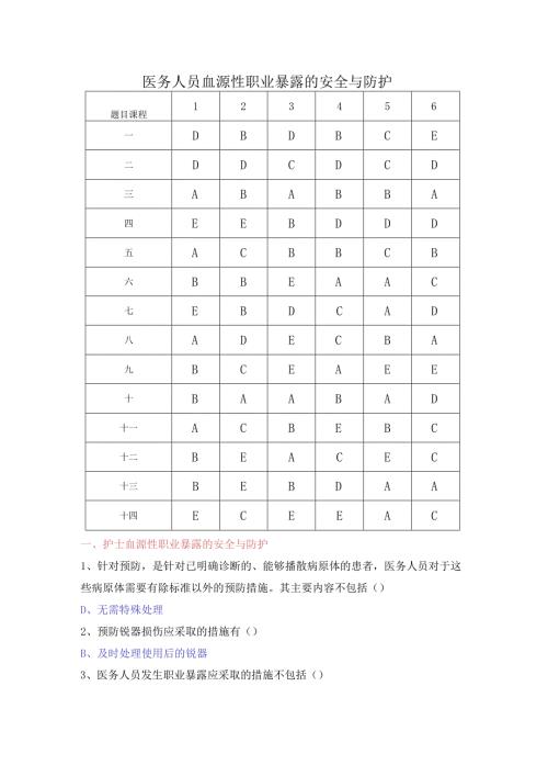 血源性职业暴露的安全与防护.docx