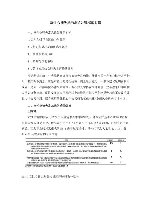 室性心律失常的急诊处理指南共识.docx
