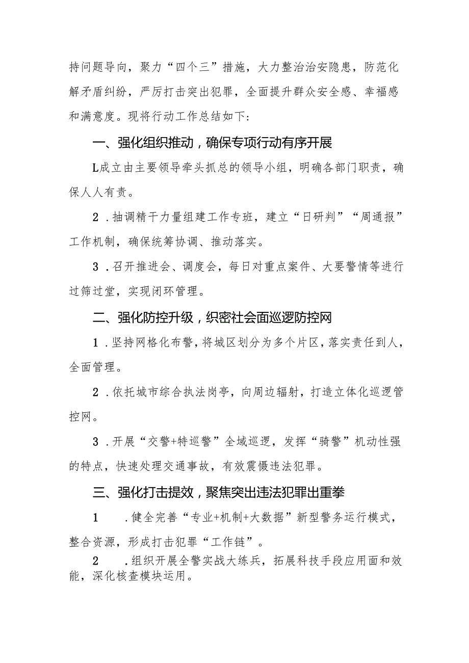 十三篇公安机关2024年冬季治安打击整治行动的总结报告.docx_第3页